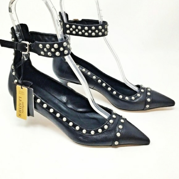 Zara Shoes - **ONE PAIR LEFT**Zara Leather Silver Studded Shoes